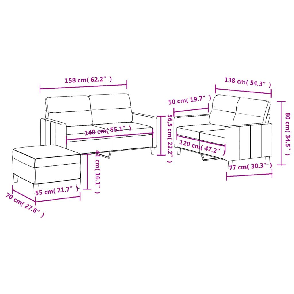 3 Piece Sofa Set with Cushions Black Fabric