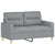 2 Piece Sofa Set with Pillows Light Grey Fabric