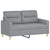 3 Piece Sofa Set with Pillows Light Grey Fabric