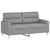 3 Piece Sofa Set with Pillows Light Grey Fabric