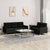 2 Piece Sofa Set with Cushions Black Fabric