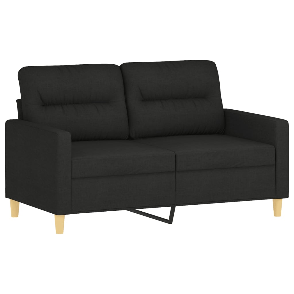 3 Piece Sofa Set with Cushions Black Fabric