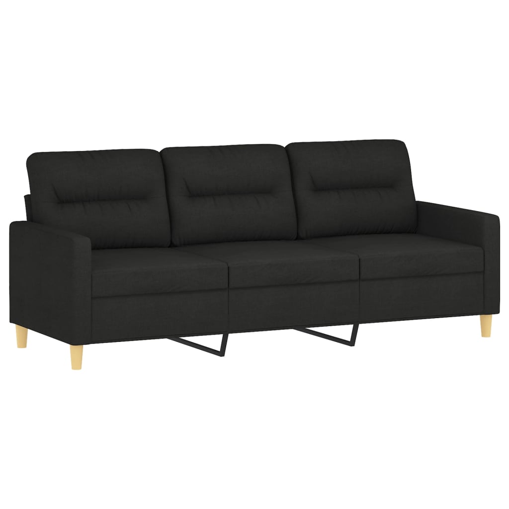 3 Piece Sofa Set with Cushions Black Fabric