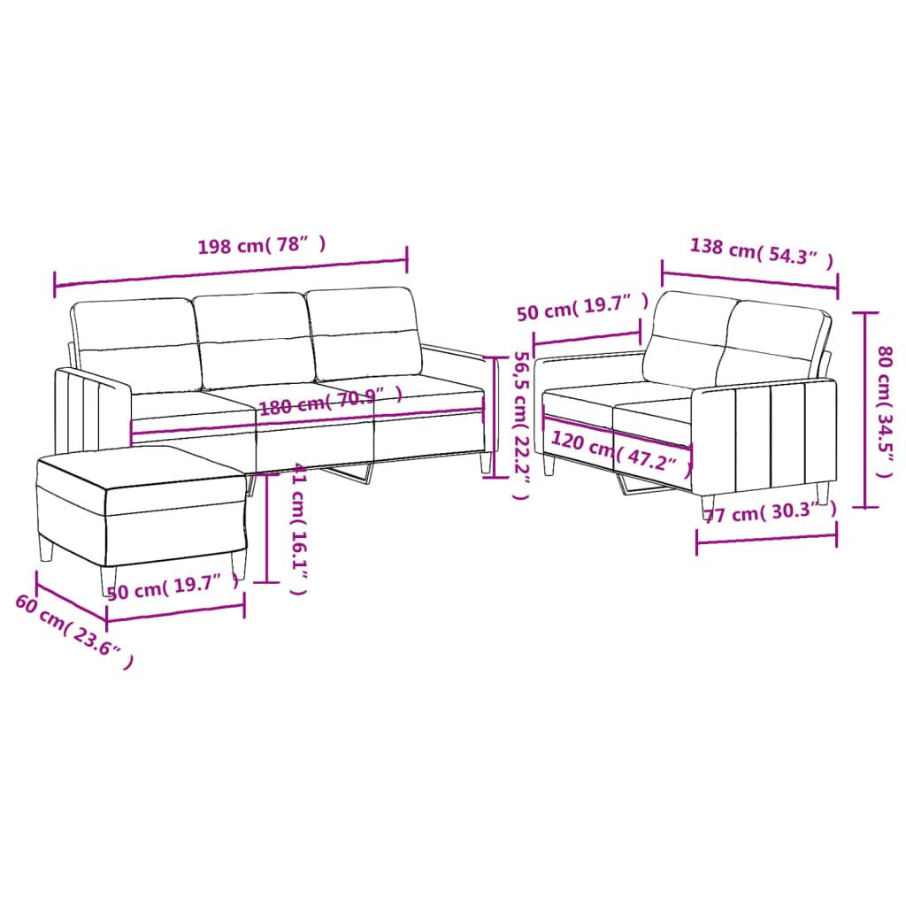 3 Piece Sofa Set with Cushions Black Fabric