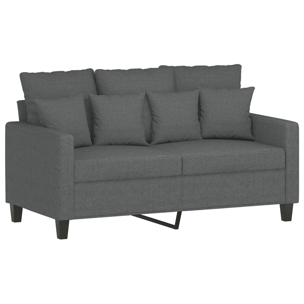 3 Piece Sofa Set with Pillows Dark Grey Fabric