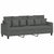 3 Piece Sofa Set with Pillows Dark Grey Fabric