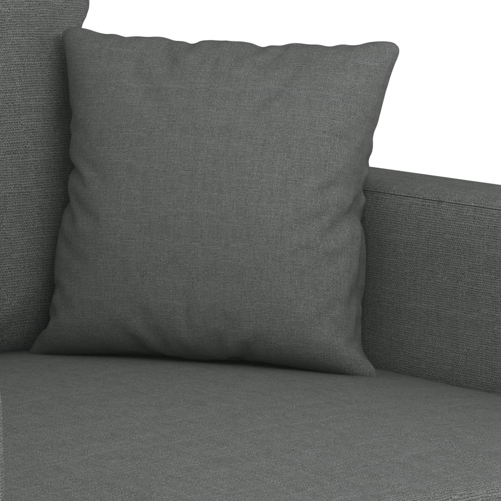 3 Piece Sofa Set with Pillows Dark Grey Fabric