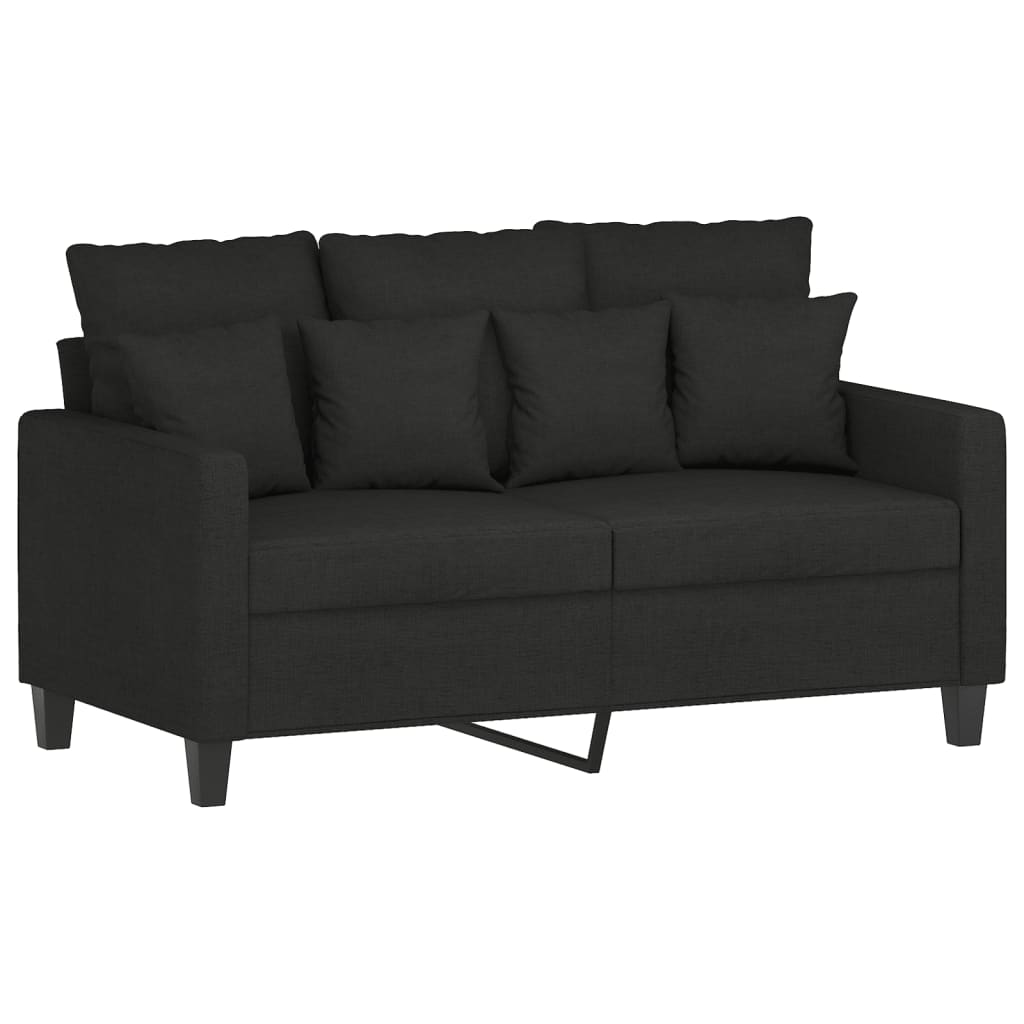 3 Piece Sofa Set with Pillows Black Fabric