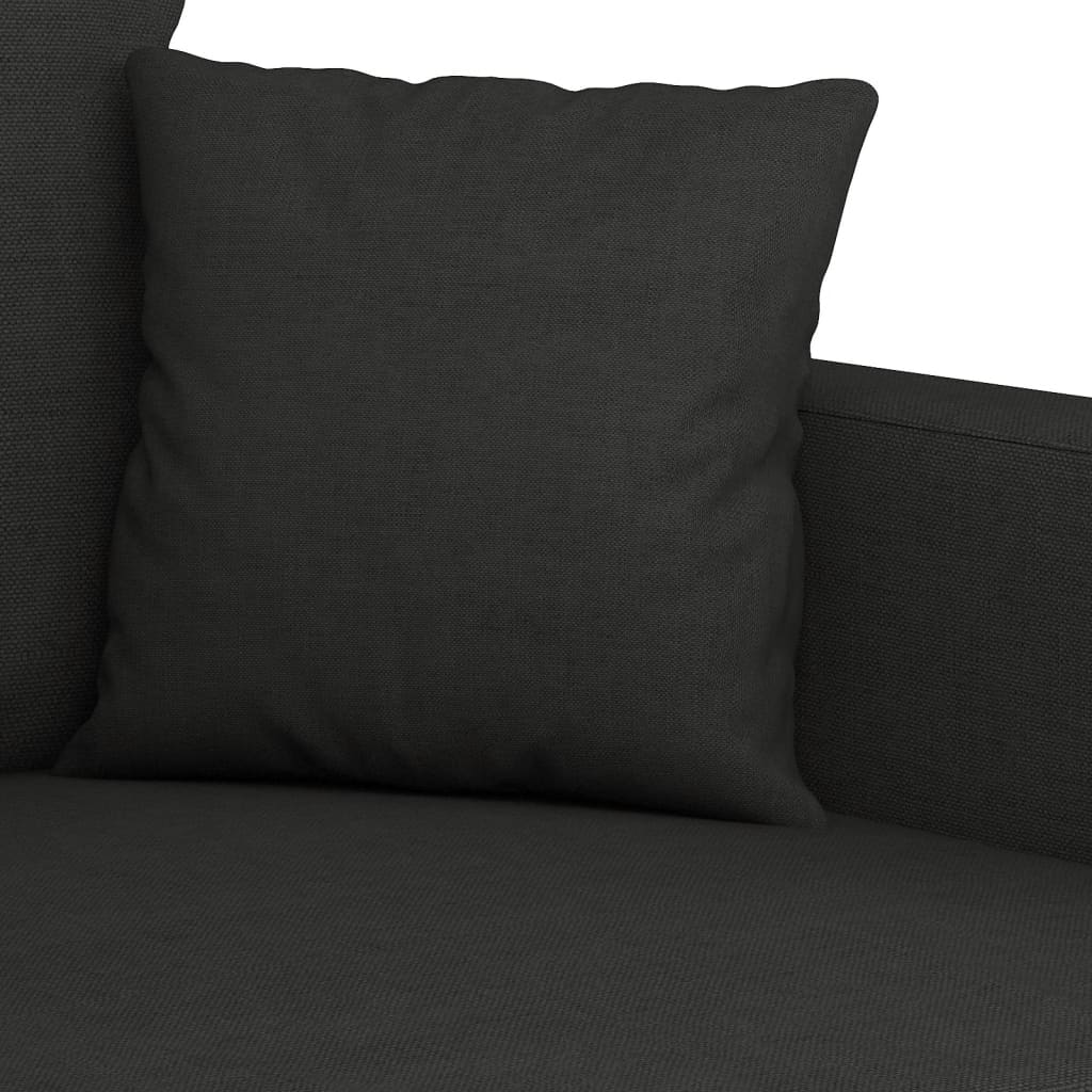 3 Piece Sofa Set with Pillows Black Fabric