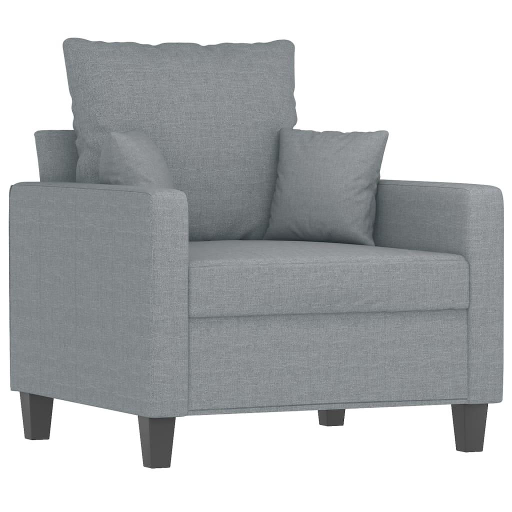 4 Piece Sofa Set with Pillows Light Grey Fabric