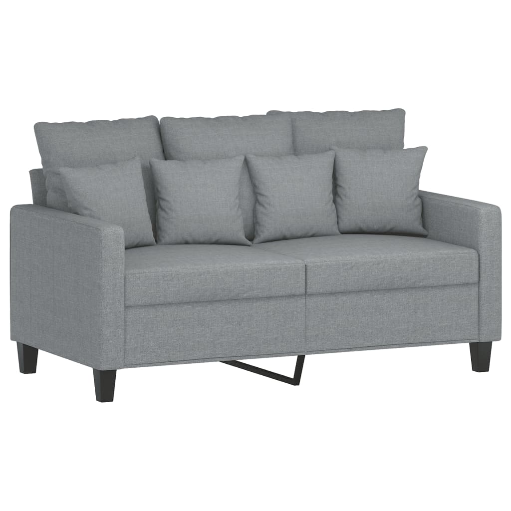 4 Piece Sofa Set with Pillows Light Grey Fabric