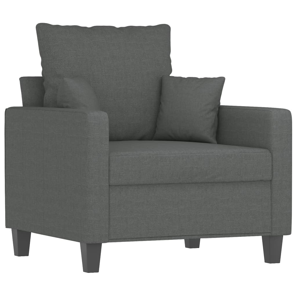 4 Piece Sofa Set with Pillows Dark Grey Fabric