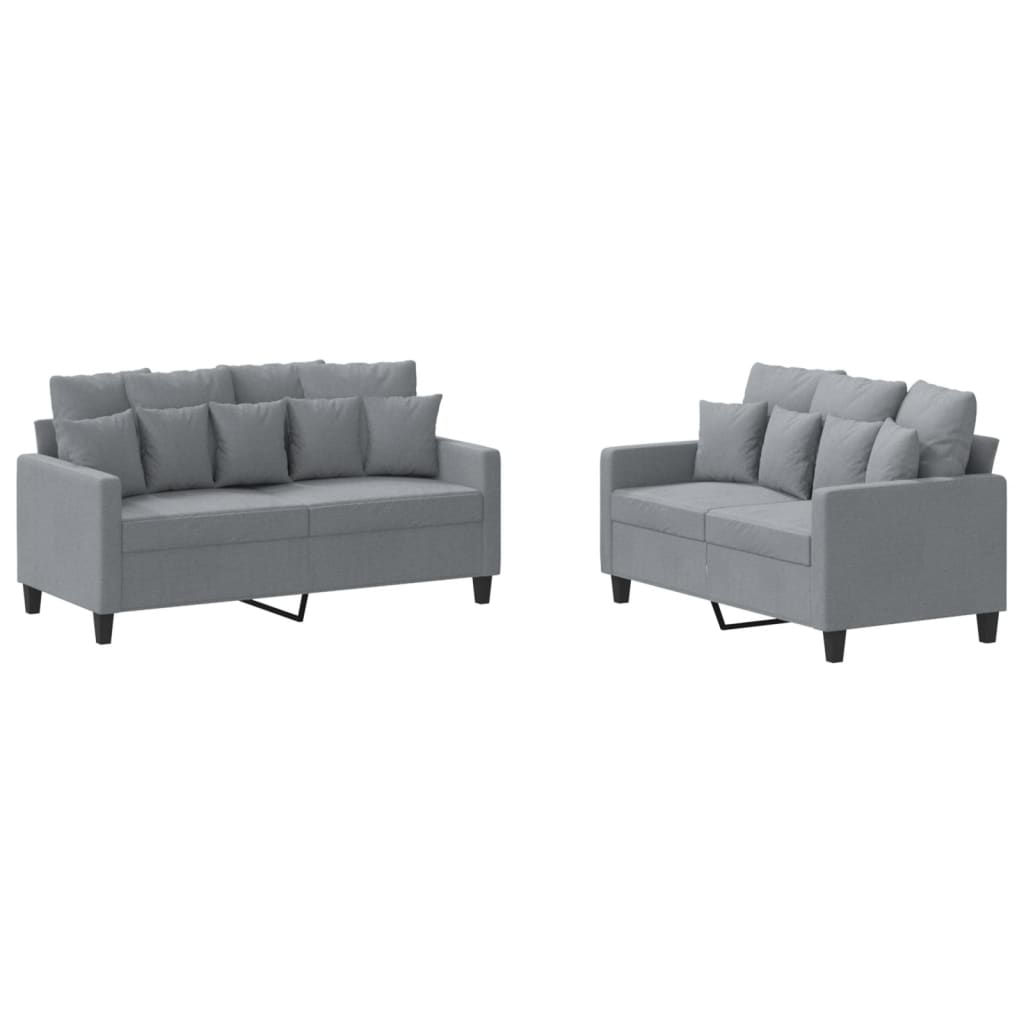 2 Piece Sofa Set with Cushions Light Grey Fabric