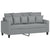 2 Piece Sofa Set with Cushions Light Grey Fabric