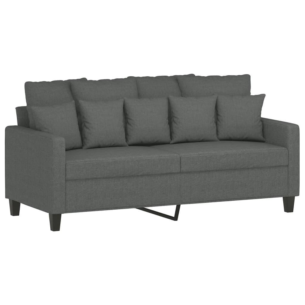 2 Piece Sofa Set with Cushions Dark Grey Fabric