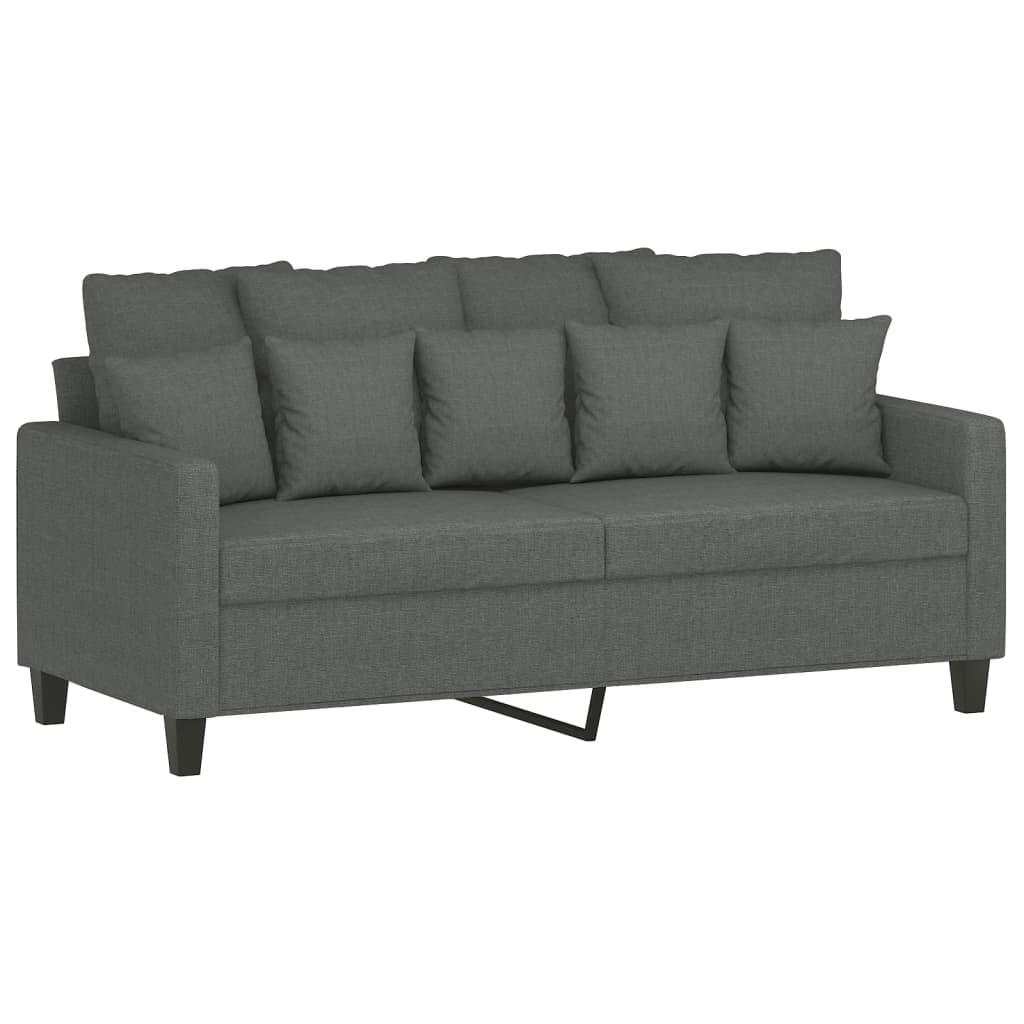 3 Piece Sofa Set with Cushions Dark Grey Fabric