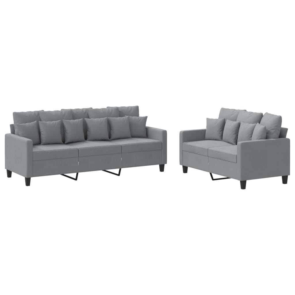 2 Piece Sofa Set with Cushions Light Grey Fabric