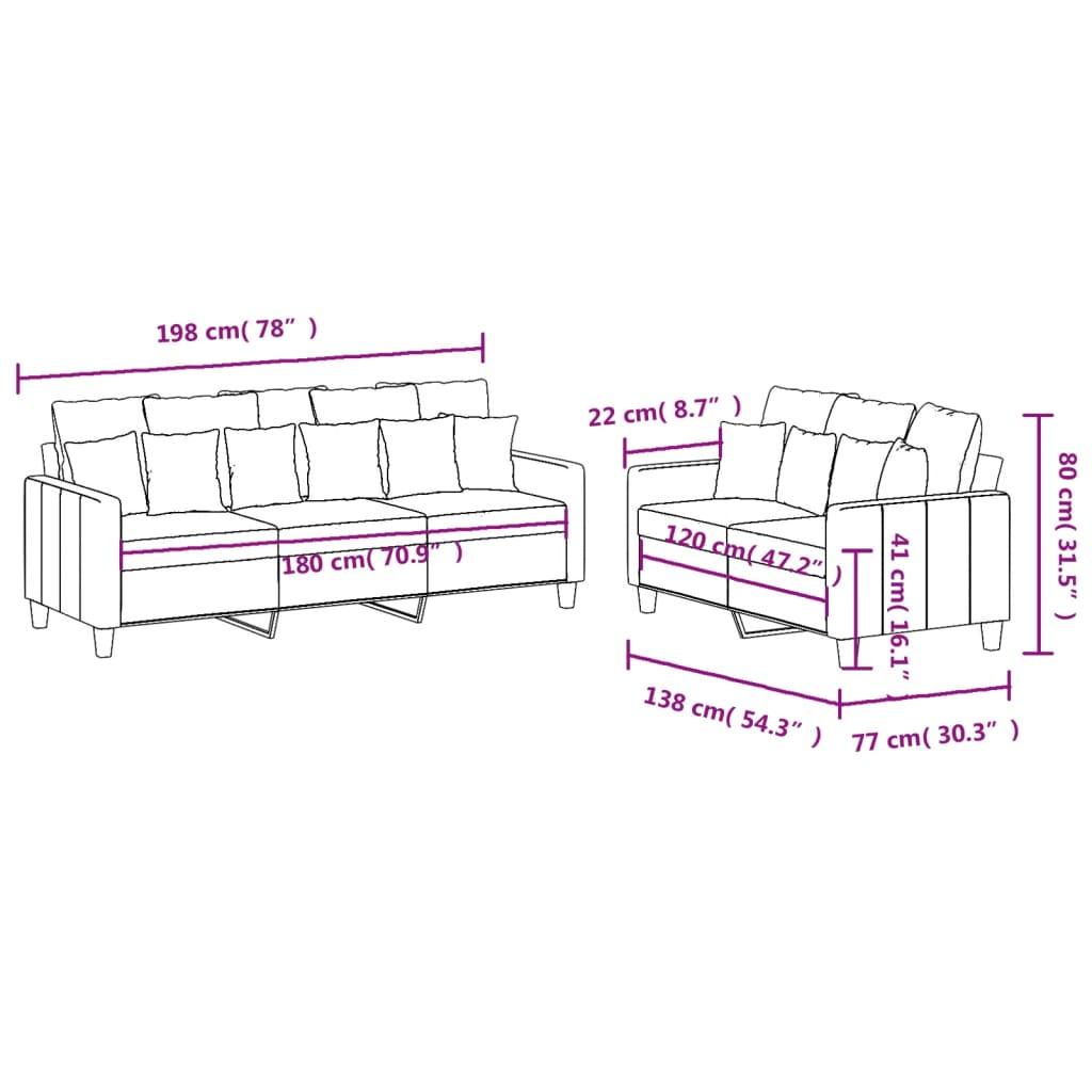 2 Piece Sofa Set with Cushions Dark Grey Fabric