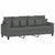 3 Piece Sofa Set with Cushions Dark Grey Fabric