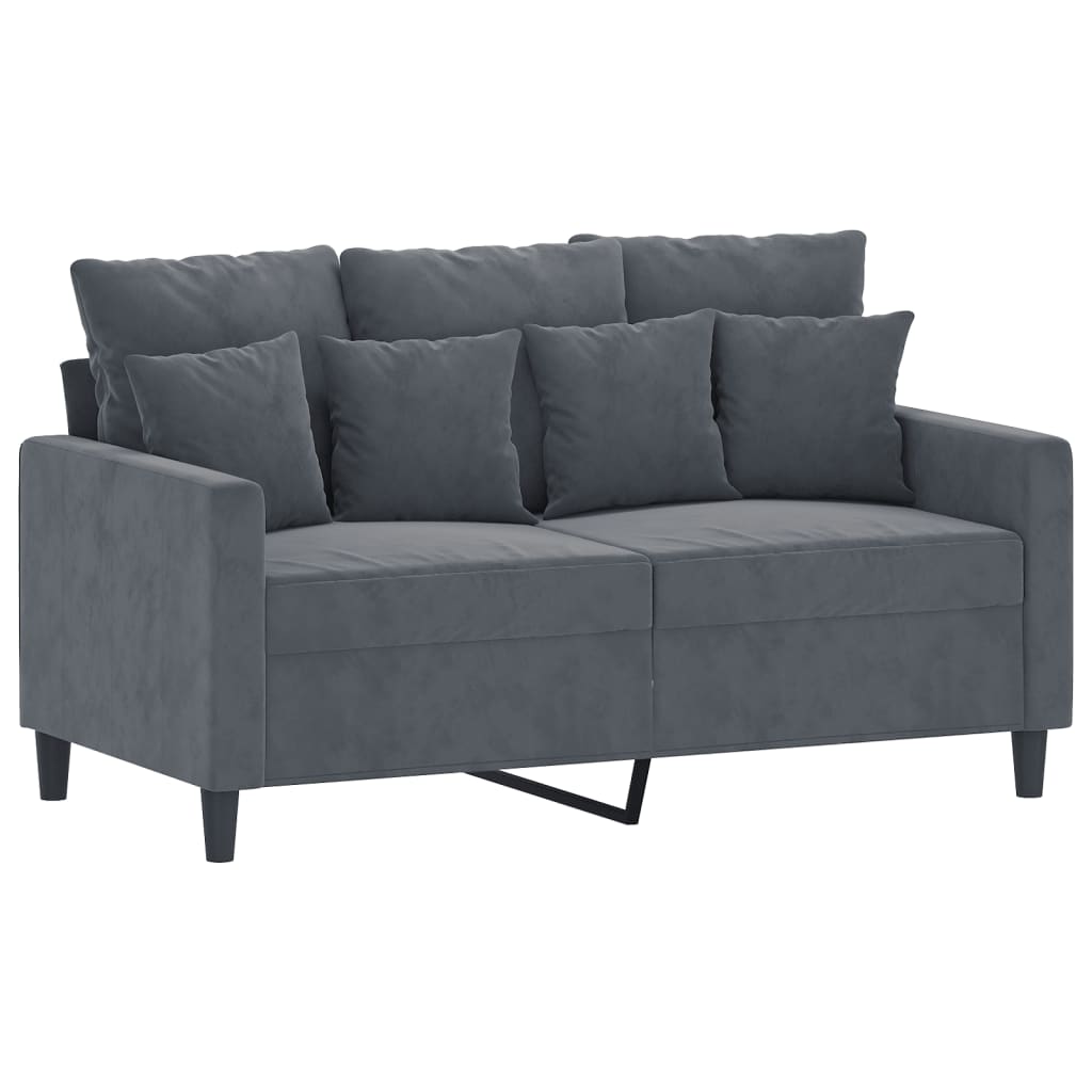 4 Piece Sofa Set with Cushions Dark Grey Velvet