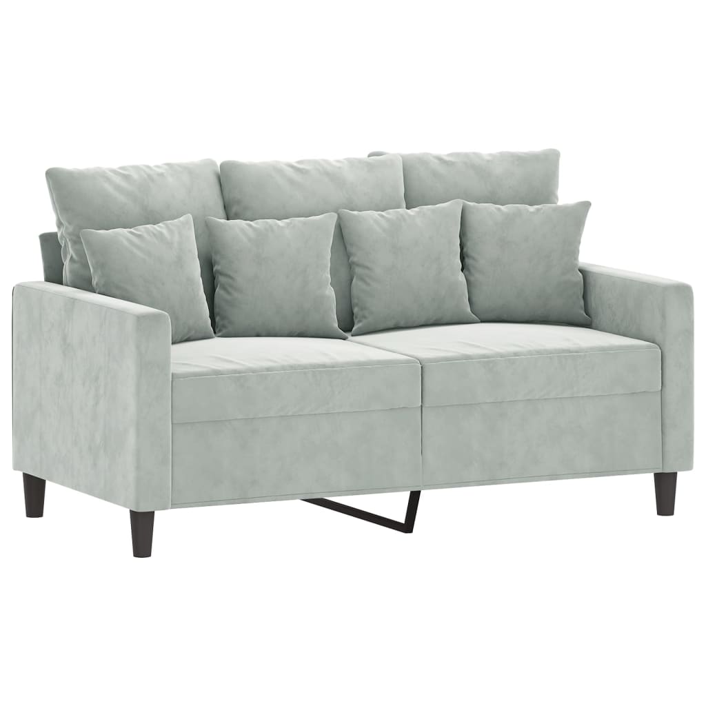 2 Piece Sofa Set with Cushions Light Grey Velvet