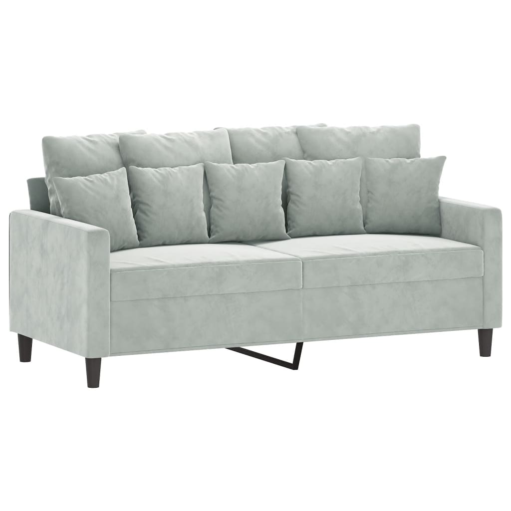 2 Piece Sofa Set with Cushions Light Grey Velvet