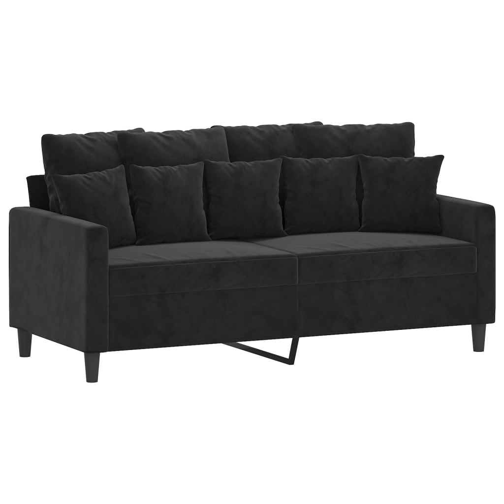 2 Piece Sofa Set with Cushions Black Velvet