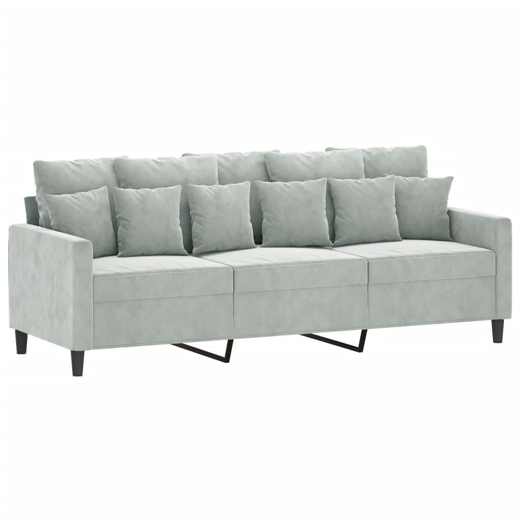 2 Piece Sofa Set with Cushions Light Grey Velvet