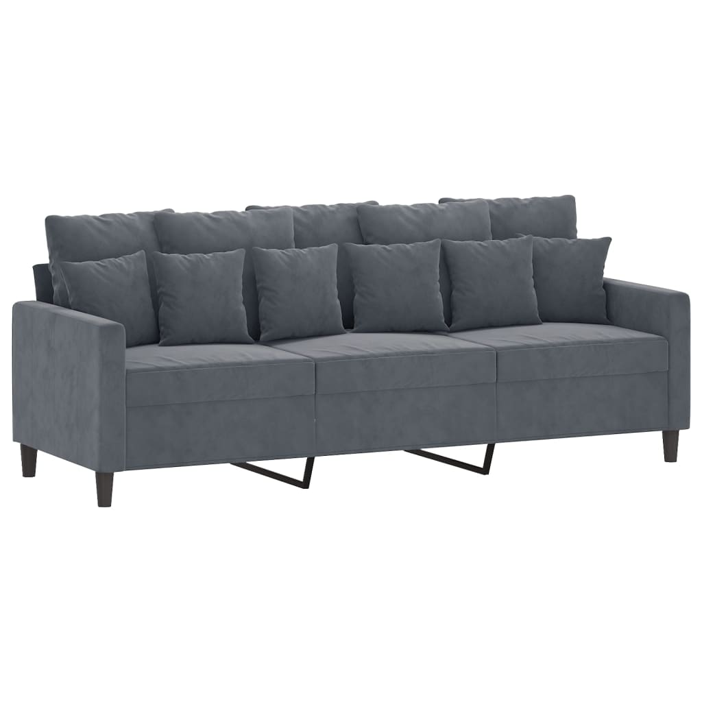 2 Piece Sofa Set with Cushions Dark Grey Velvet