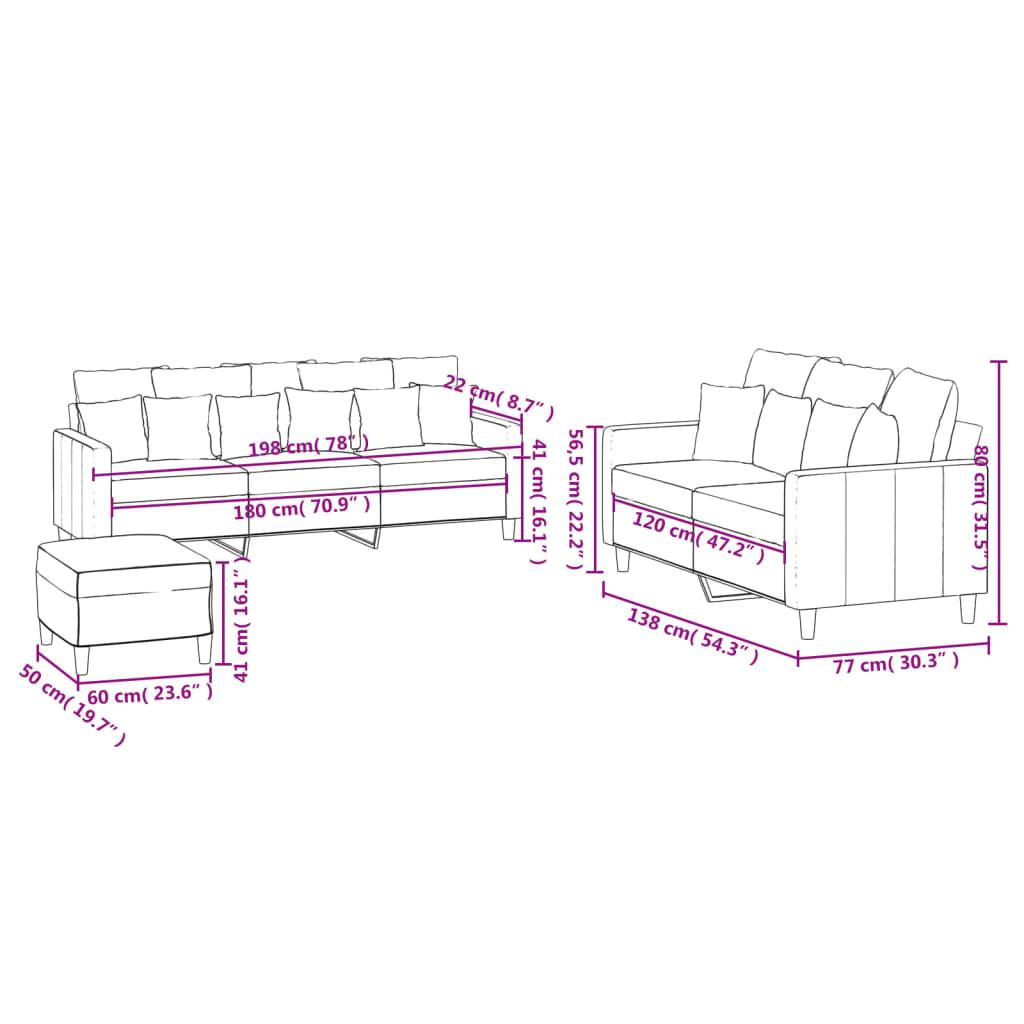 3 Piece Sofa Set with Cushions Light Grey Velvet
