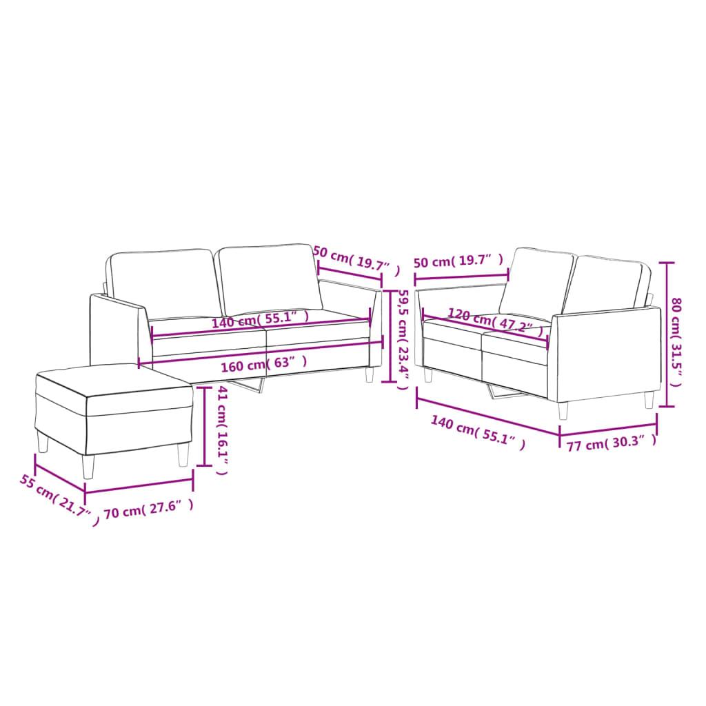 3 Piece Sofa Set with Cushions Cappuccino Faux Leather