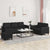 3 Piece Sofa Set with Cushions Black Faux Leather
