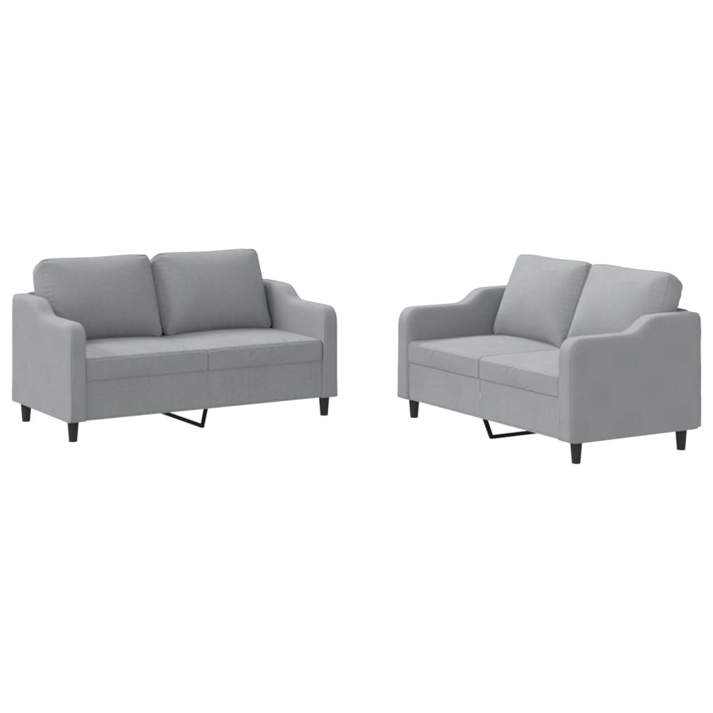 2 Piece Sofa Set with Cushions Light Grey Fabric