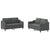 2 Piece Sofa Set with Cushions Dark Grey Fabric