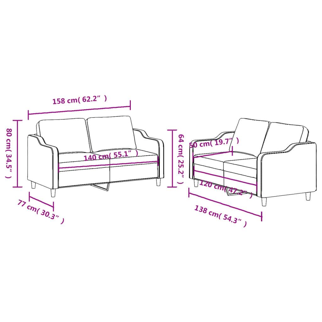 2 Piece Sofa Set with Cushions Dark Grey Fabric