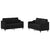 2 Piece Sofa Set with Cushions Black Fabric