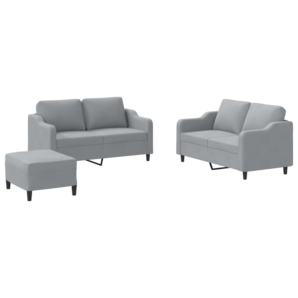3 Piece Sofa Set with Cushions Light Grey Fabric