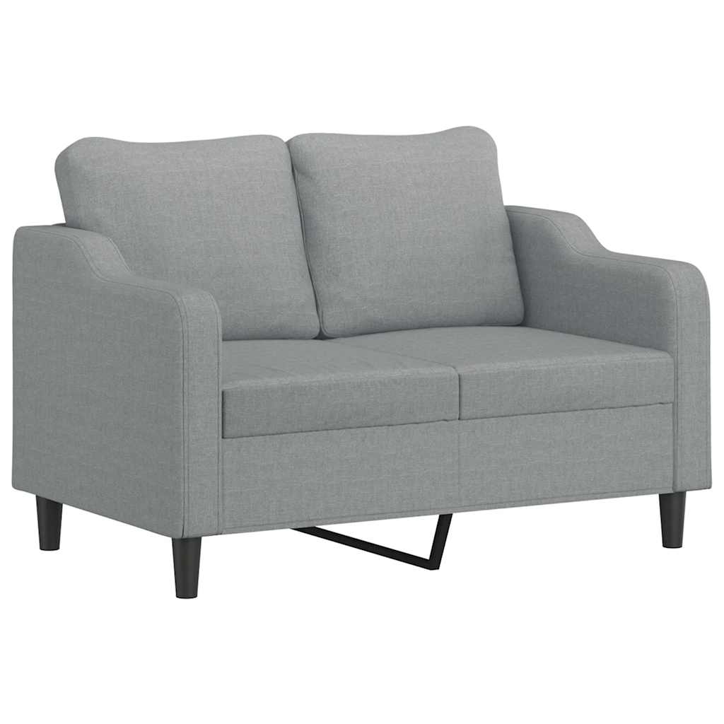 3 Piece Sofa Set with Pillows Light Grey Fabric