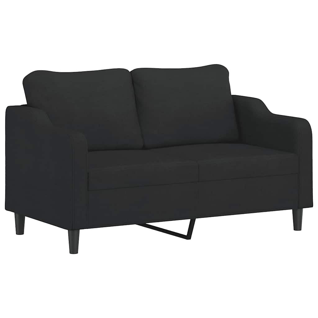 3 Piece Sofa Set with Pillows Black Fabric