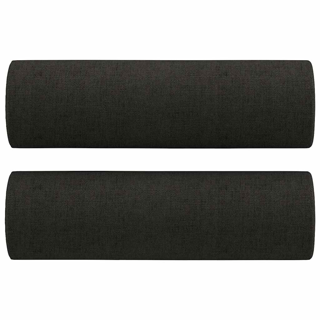 3 Piece Sofa Set with Pillows Black Fabric