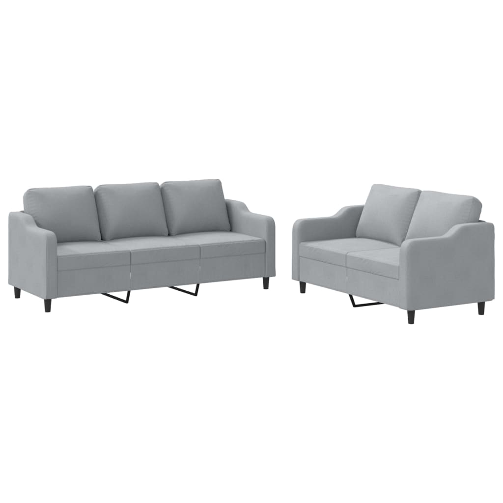 2 Piece Sofa Set with Cushions Light Grey Fabric