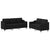 2 Piece Sofa Set with Cushions Black Fabric