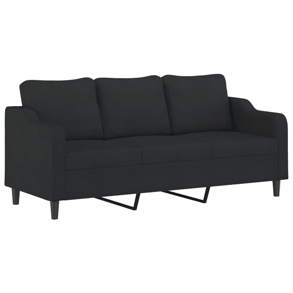 2 Piece Sofa Set with Cushions Black Fabric