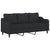 2 Piece Sofa Set with Cushions Black Fabric