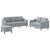 3 Piece Sofa Set with Cushions Light Grey Fabric