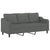 2 Piece Sofa Set with Pillows Dark Grey Fabric