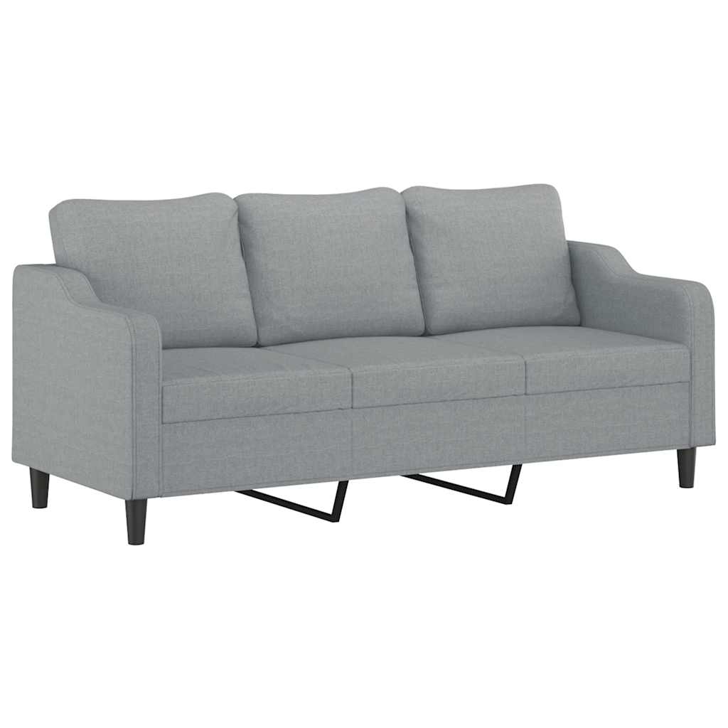 3 Piece Sofa Set with Pillows Light Grey Fabric