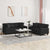 2 Piece Sofa Set with Pillows Black Faux Leather