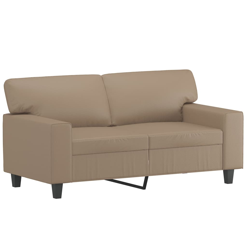 2 Piece Sofa Set with Pillows Cappuccino Faux Leather