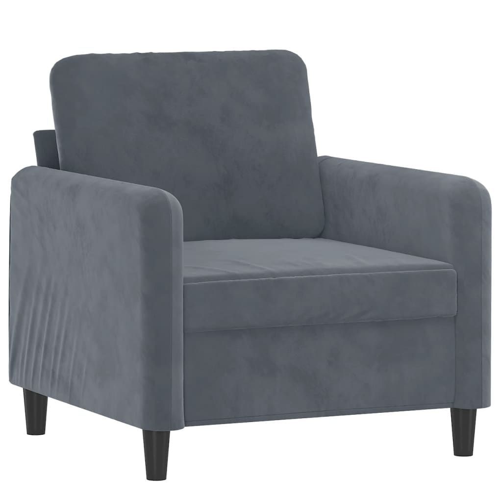 3 Piece Sofa Set Dark Grey Velvet